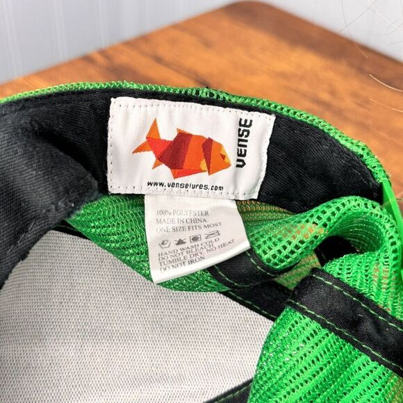 VENSE Lures Logo Fish Green Gray Baseball Mesh Back Snapback Cap Hat - Picture 7 of 10
